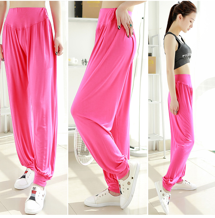 Modal yoga quần nữ mùa hè lỏng quần kích thước lớn eo cao quần khiêu vũ thực hành quần quần vuông nhảy nở áo khoác len cardigan nữ