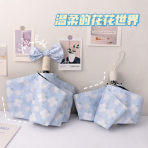 Oil painting small crushed flower ~ umbrella female sun protection ultraviolet sun umbrella clear and rain dual-use fully automatic folding student umbrella