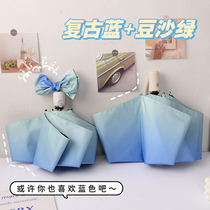 Fully automatic gradient color umbrella female sun protection UV sun umbrella clear and rain dual-use good and durable folding black glue