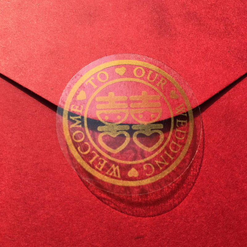Transparent double joy Please post envelope Seal Glue Wedding stickers Please don't dry glue and stick to the ThankYou Platinum sticker
