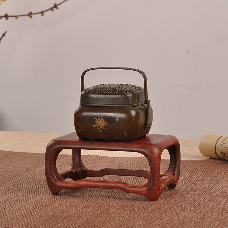 Small-leaf red sandalwood simple bonsai base Chinese national style exhibition potted plant wooden tray teapot incense stove decoration mahogany rectangular table