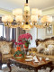 All-copper duplex building living room large chandelier simple new Chinese style mansion self-built house European style villa natural jade lamps