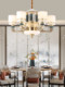 New Chinese-Style All-Copper Living Room Chandelier with Natural Jade, Elegant Dining Room Lamp, Bedroom Chinese-Style Villa Duplex Lighting Fixtures