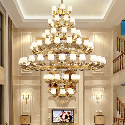 European-Style Large Chandelier for Duplex Living Room, Villa Lobby, Hotel, American-Style Simple and Elegant Lighting for Duplex Spaces