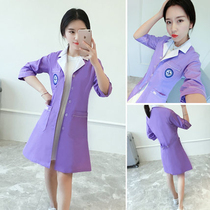 Semi-permanent Korean white coat long sleeve female nurses clothing short sleeve beauty salon embroidery clothes doctors clothing overalls