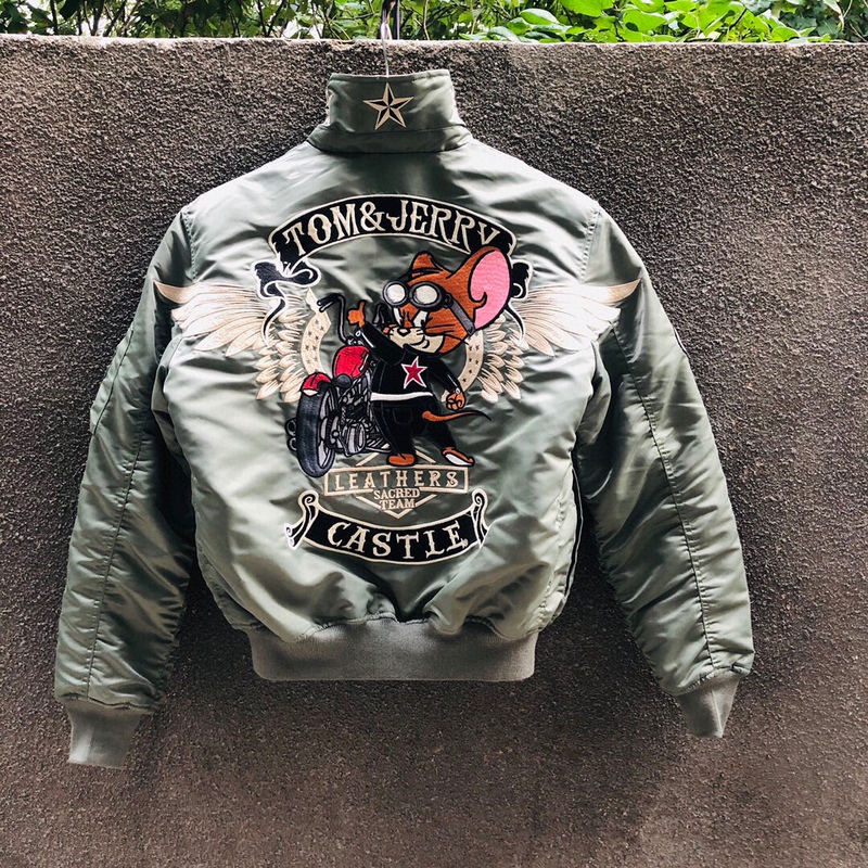 Two-Tone Doubleg Tom and Jerry Jerry Wings Motorcycle Jacket G05 Retro Commuting Dupont Outdoor 3m Cotton Coat