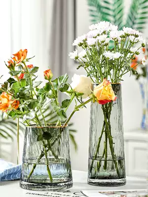 Nordic flowers glass vase Light luxury decoration Living room flower arrangement Hydroponic lily rose dried flower dining table transparent decoration