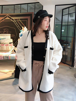  Sugar sugar plus size womens winter clothing new small fragrance fur one-piece lamb wool coat fat mm cashmere coat 7695