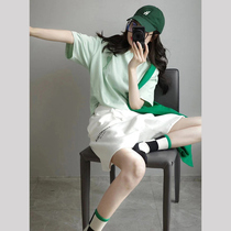 Brother-in-law casual summer clothing Eurostock shorts suit female summer net red minus age fashion foreign air short sleeve T-shirt Two sets