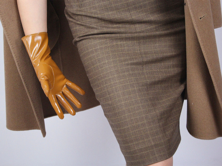 Tech Gloves Faux Patent Leather Wrist Long Short Coffee Black White Touchscreen 28cm LLDLLNT
