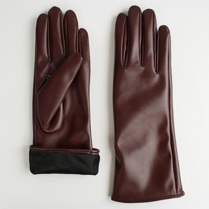 Tech Gloves Faux Patent Leather Wrist Long Short Coffee Black White Touchscreen 28cm LLDLLNT