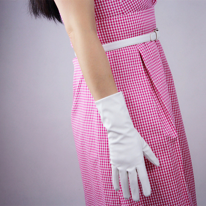 Tech Gloves Faux Patent Leather Wrist Long Short Coffee Black White Touchscreen 28cm LLDLLNT