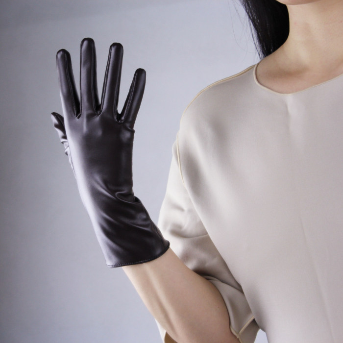 Tech Gloves Faux Patent Leather Wrist Long Short Coffee Black White Touchscreen 28cm LLDLLNT