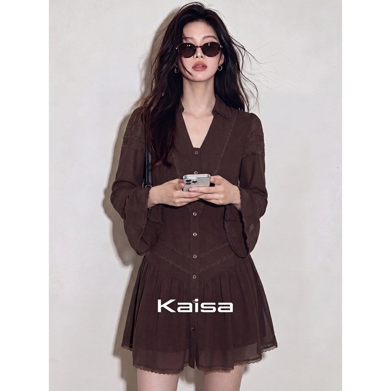 2026 Fashionable Summer New Product, French Style, Super Nice-Looking, Unique Little Chanel Style Coffee-Colored Long-Sleeved Dress for Women 2026 Fashionable Summer New Product, French Style, Super Nice-Looking, Unique Little Chanel Style Coffee-Colored Long-Sleeved Dress for Women