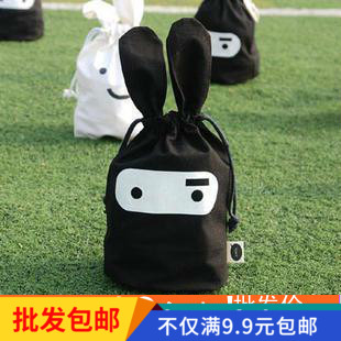 Ninja Rabbit Cute Cloth Art Collection Bag Drawing Rope Buns Mouth Cashier Bag Debris Bag Travel Tidying Bag Shoes Bag
