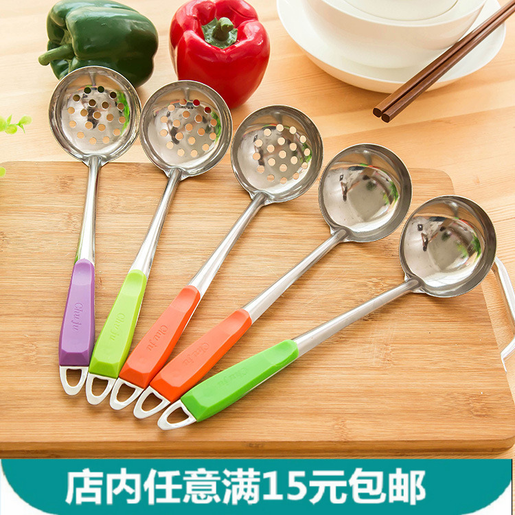 Cookware Leaking Spoon cooker Stainless Steel Cookware Hot Pot Soup Spoon Long Handle Thickened Durable Spoon Soup Spoon Pan Shovel Utensil