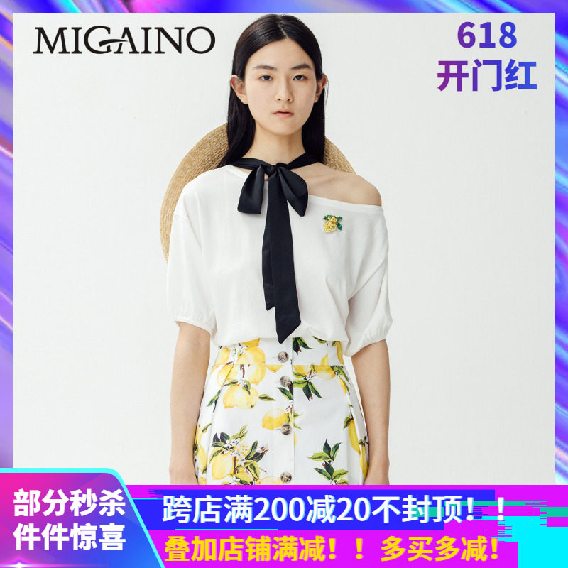 Manyanu counter 2019 summer new fashion simple loose shoulder top T-shirt female MJ22KW202