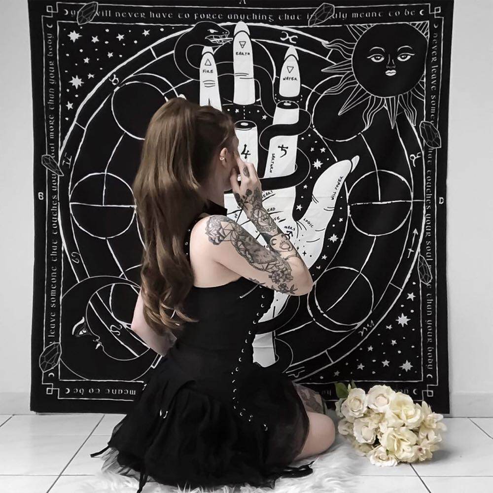 товар из китая killstar暗黑哥特亚文化palmistry朋克摇滚之手挂旗背景布