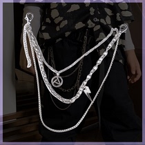 High sweet pear vortex with street trend pants chain fashion Western style boy waist chain Handsome multi-layer ball retro chain