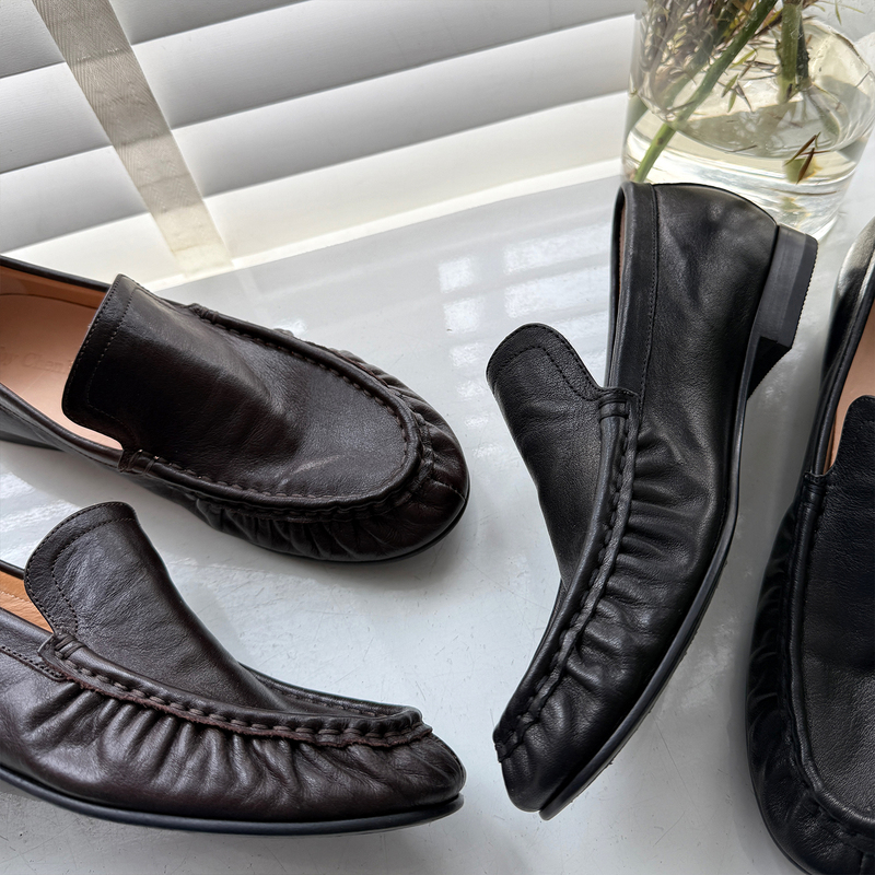 Handmade Shoes Chendan Women's Shoes Relaxed Old Money Style Pleated Loafers Soft Leather Non-Abrasive Moccasins Handmade Shoes Chendan Women's Shoes Relaxed Old Money Style Pleated Loafers Soft Leather Non-Abrasive Moccasins