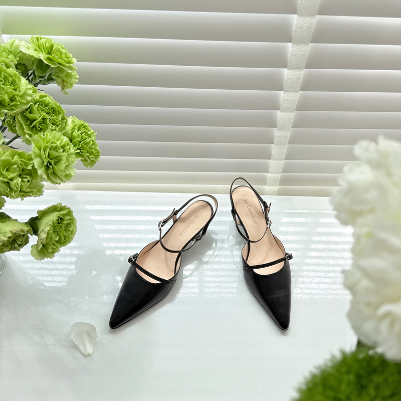 Pointed-Toe Mary Jane French Stiletto High-Heeled Sandals, Summer Feminine Genuine Leather Horsehide Chendan Women's Shoes
