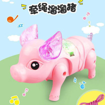 Children baby dinosaur electric lead rope piggy toy with lights and sound effects will automatically walk the road running and slipping