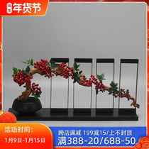 New Chinese style dried flower decoration ornaments home living room wine cabinet creative decoration Zen fortune tree art micro landscape