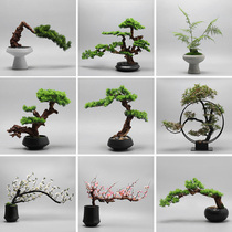 New Chinese creative simulation tree potted ornaments living room desktop art bonsai TV cabinet on both sides of the green micro landscape