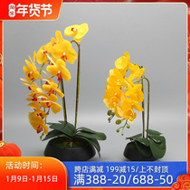 Living room table floral ornaments fake flowers yellow phalaenopsis flower arrangement decoration Nordic indoor dry flower decoration