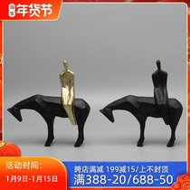 Modern new Chinese creative abstract sculpture black gold Wrangler decoration model room living room entrance soft decoration
