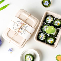 Net Red Blue Ensemble Packaging Box Sub 6 Grain Snowy Bridesmaids Dessert Surrounding Belt Environmental Friendly Lunch Box Takeaway Packaging Wood Pulp Box