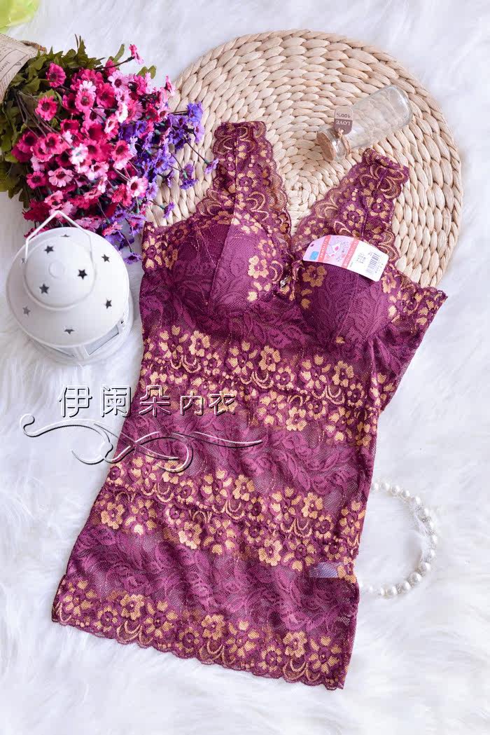 Siêu mỏng không có vòng thép với áo ngực corset ren vest một mảnh đồ lót nữ kích thước lớn chất béo mm bụng mùa hè