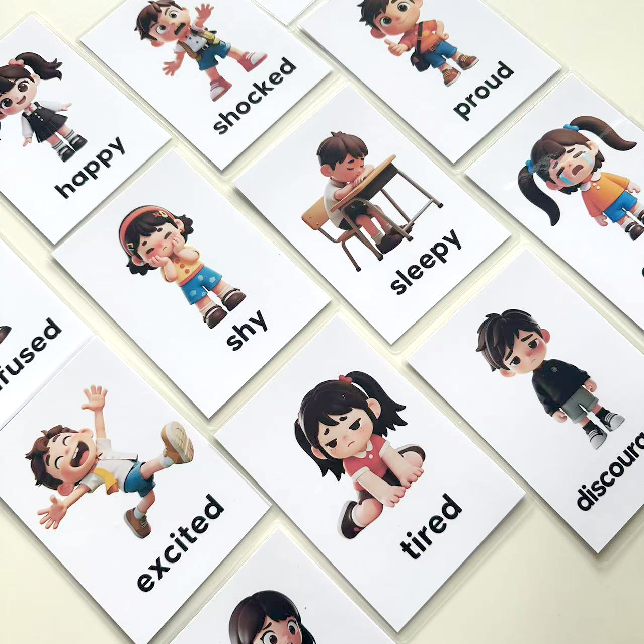 表情情緒感覺認知閃卡中英文幼兒童單字卡片幼兒園早教教具玩具