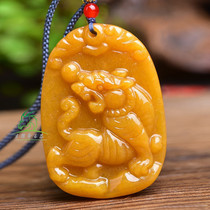 Xiao Yazhai natural yellow dragon jade twelve zodiac tiger pendant for men and women Year of the Tiger pendant auspicious tiger pendant