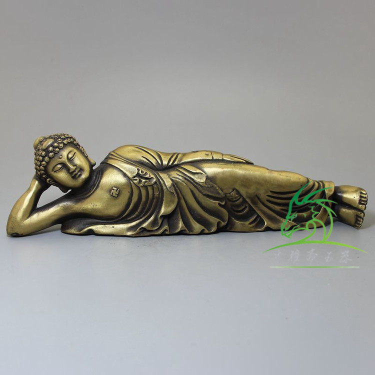Xiao Yazhai's pure copper bronze ware antique made of old ancient play with fine brass sleeping Buddha pendulum with dry lunchtime craft gift swaying decoration
