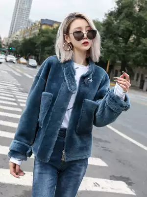 2021 New lamb fur one coat women's motorcycle short Haining Merino fur jacket winter