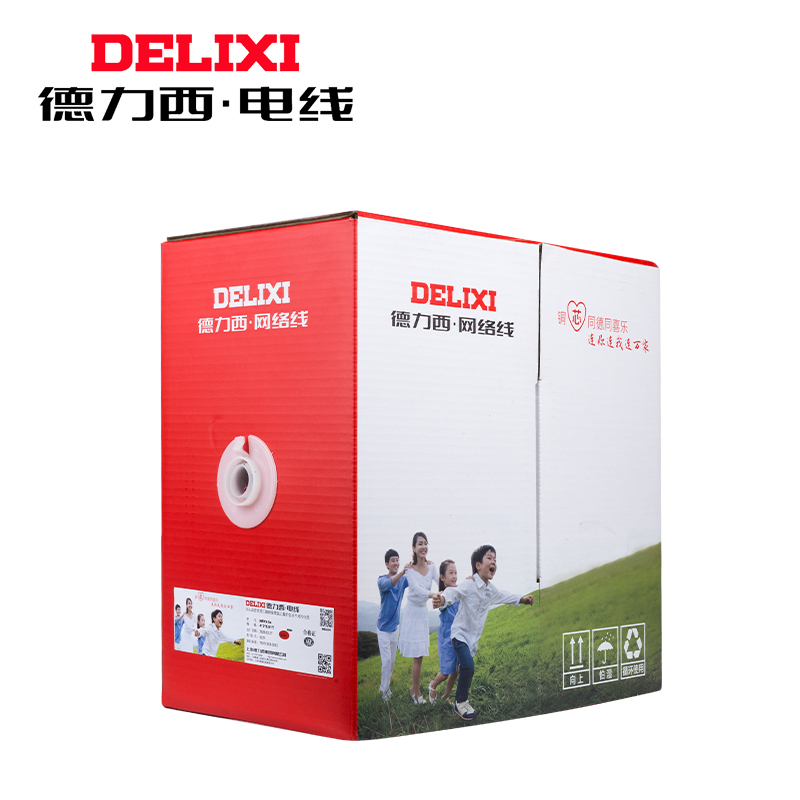Delixi Household Network Cable Category 5E Computer Cable Eight-Core Pure Copper Core Wire 100m Engineering Broadband Router
