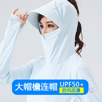 UPF50 simboo walking outdoor sunscreen mens light and breathable Ice Silk stretch cap sunscreen womens riding