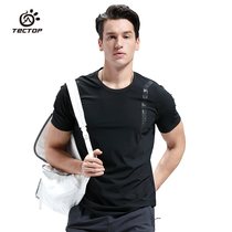 TECTOP probe outdoor quick-drying T-shirt mens stretch breathable quick-drying shirt sports fitness large size short sleeves