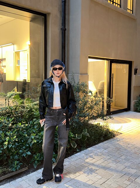 Mungsera'Dream Love Gray' Adjustable Waist Original Mid-Waist Gray Jeans Versatile Wide-Leg Pants