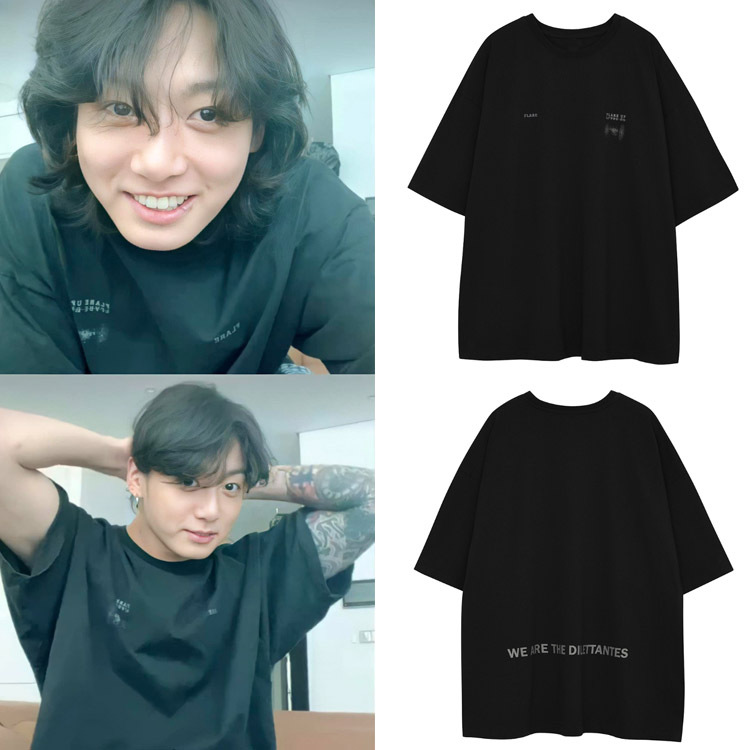 Bts (Bts) Same Style Korean Version Loose Short-Sleeved T-Shirt for Male and Female Students, Black Half-Sleeved Pure Cotton Base Shirt Bts (Bts) Same Style Korean Version Loose Short-Sleeved T-Shirt for Male and Female Students, Black Half-Sleeved Pure Cotton Base Shirt