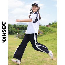 Junior high school student summer outfit girl new 2024 high school student fashion school uniform POLO shirt short sleeved two-piece set sports