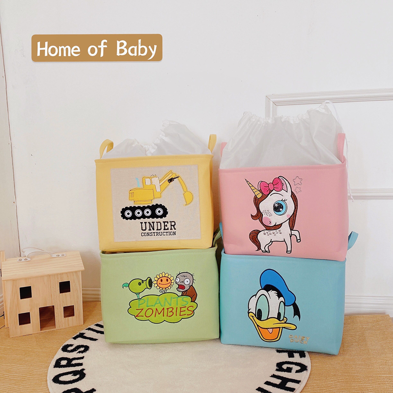 Export children's toy container canvas cartoon covering basket clothes packing bag with beam mouth