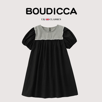 British BOUTICCA childrens clothing summer new childrens short-sleeved plaid stitching loose straight dress women