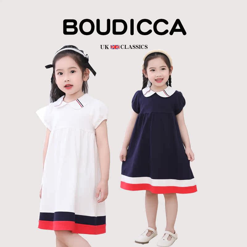 British BOUTICCA children's clothing summer new children's dress in doll collar stitching girls princess dress