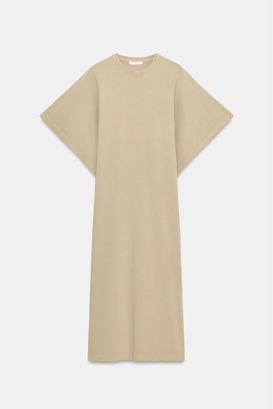 Women's Mid-Sleeve Round-Neck Straight Cotton Midi Dress 2335178 756 Women's Mid-Sleeve Round-Neck Straight Cotton Midi Dress 2335178 756