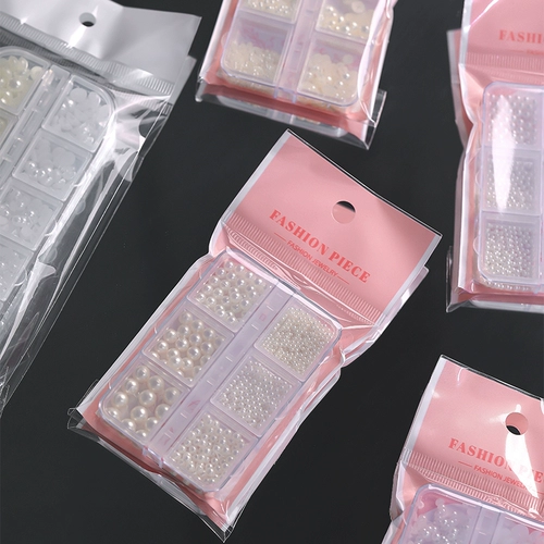 Бусины для маникюра из жемчуга, смешанный аксессуар, белое украшение для ногтей, 12 ячеек