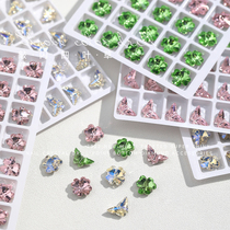 Mechia Ornaments K9 Mesh Red Butterfly Knot Crystal Flower Quadruleaf Grass Happiness Grass Green 2022 New Nail Decoration