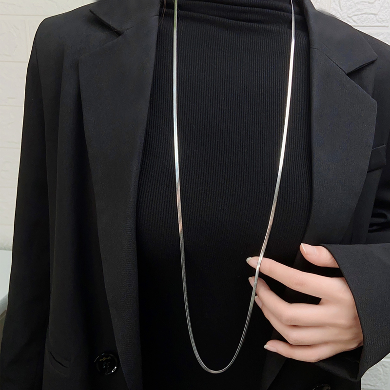 Light Luxury Minimalist Extra-Long Snake Bone Necklace for Women, Titanium Steel, Non-Fading, Can Be Worn in Layers, Trendy Sweater Chain, Niche Accessory Light Luxury Minimalist Extra-Long Snake Bone Necklace for Women, Titanium Steel, Non-Fading, Can Be Worn in Layers, Trendy Sweater Chain, Niche Accessory