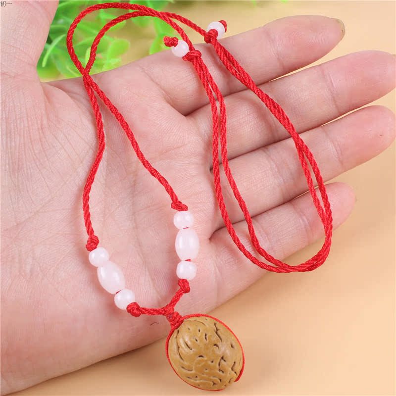 Quả óc chó dại dây đỏ vòng tay nữ bé ác linh đỏ dây đơn giản nam sinh nhật đào lõi vòng tay đào vòng băng ngọc thủy tảo neja